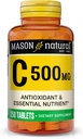 MASON NATURAL Vitamin C 500 mg - podporuje zdravý imunitní systém, antioxidant a esenciální výživu, 250 tablet