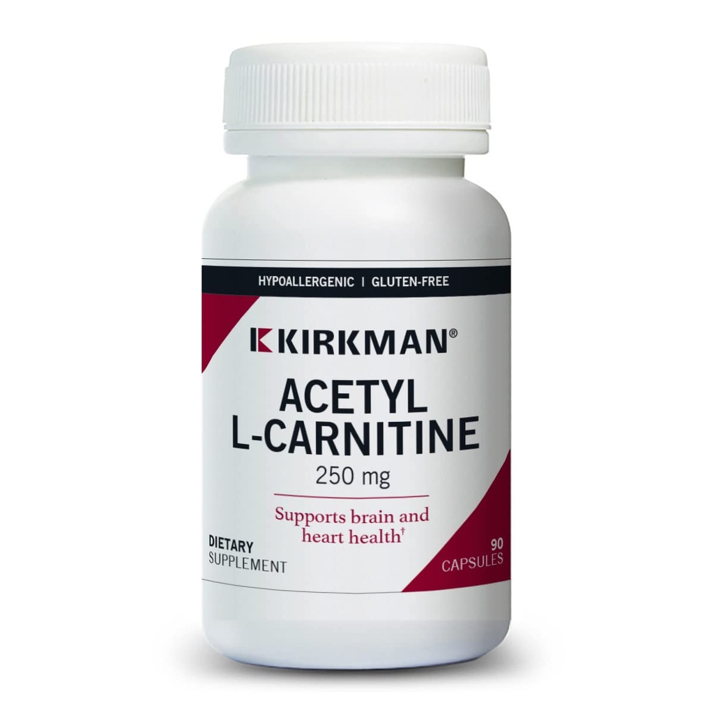 Kirkman - Acetyl L- karnitin 250 mg - 90 Kapsle - Podporuje trvalou výrobu celulární energie - hypoalergenní