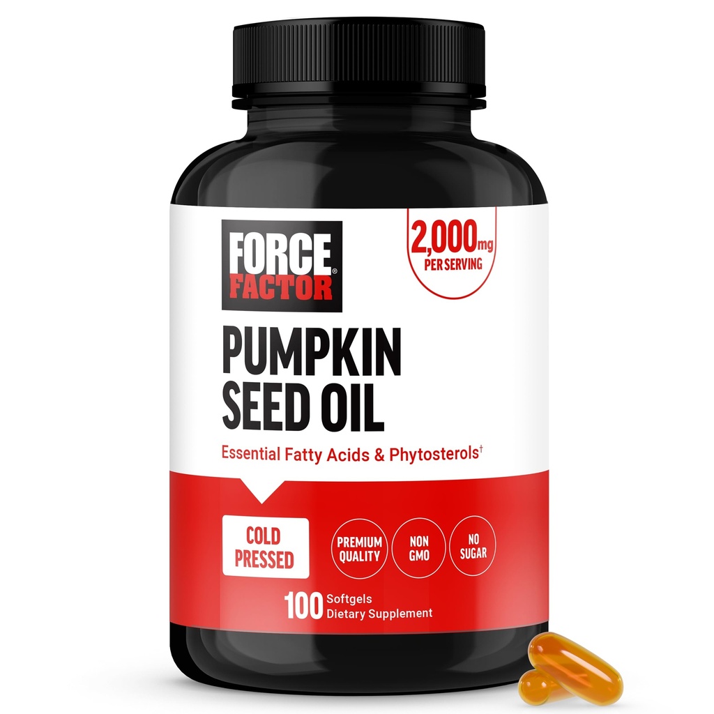 FORCE FACTOR dýňové semeno olejové kapsle, Phytosterols dodatek s esenciální mastné kyseliny, vyrobené s lisovaným dýňovým olejem, Premium Quality, Non- GMO, 100 Softgels