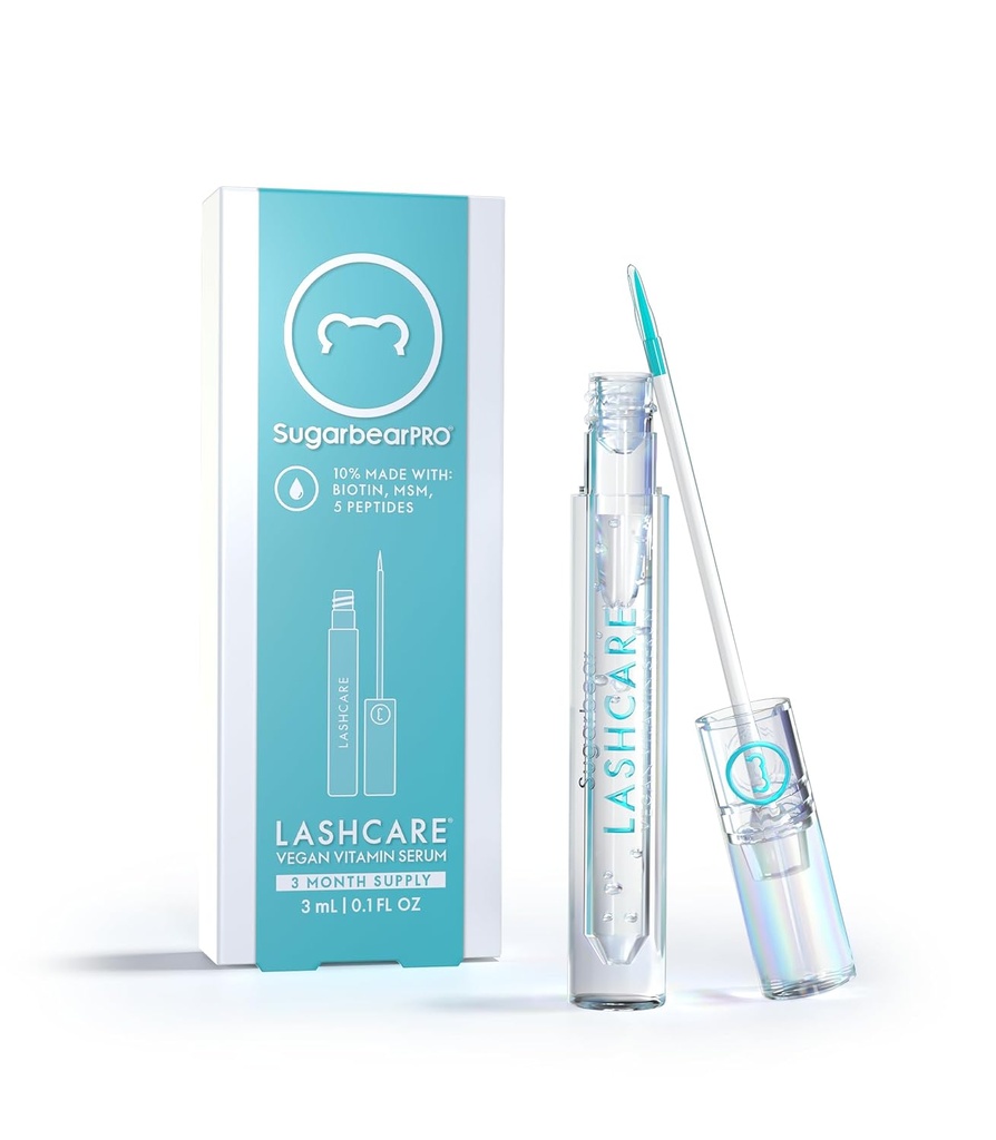SugarbearPRO LashCare Vitamin Sérum s Peptides MSM a Biotin 124; Vegan Formule 124; 3 Měsíční zásoba pro Fuller zdravější vzhled řasy