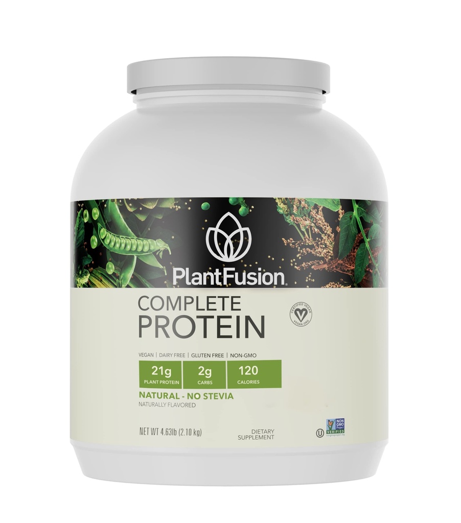 PlantFusion Kompletní Vegan Protein Powder - Plant Based Protein Powder with BCAA, Digestive Enzymes and Pea Protein - Keto, Gluten Free, Non- Dairy, No Sugar, Non- GMO - Natural - No Stevia 5 LB Bulk