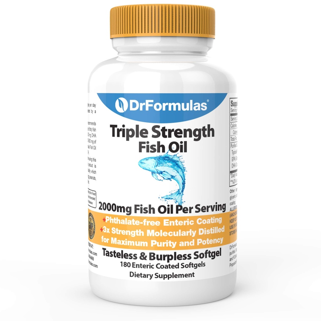 Dribuas 2000mg Triple Strength Omega 3 Fish Oil s EPA a DHA, 180 Bezproblémových Softgels