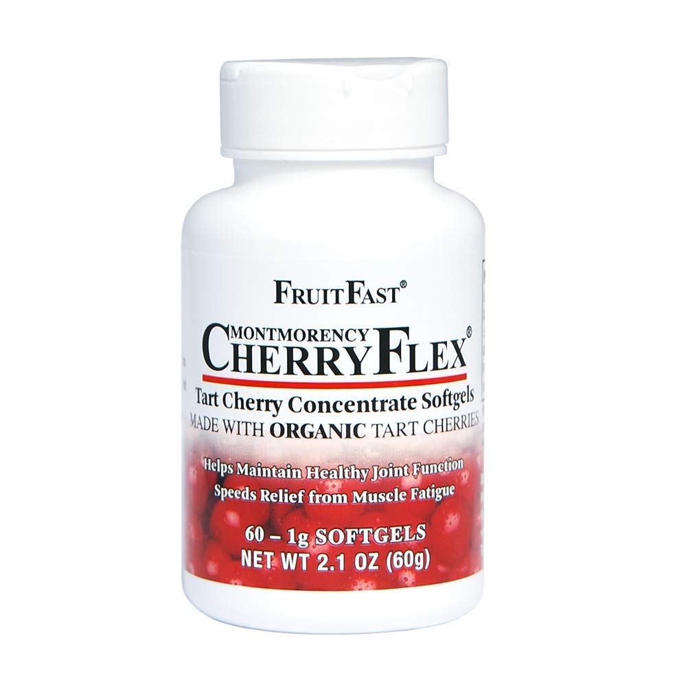FruitFast CherryFlex 100% Red Tart Organic Cherry koncentrát dodatek - Žvýkací Softgel - 60 Počet - Non- GMO a gluten zdarma - Podporuje zdravé společné funkce *