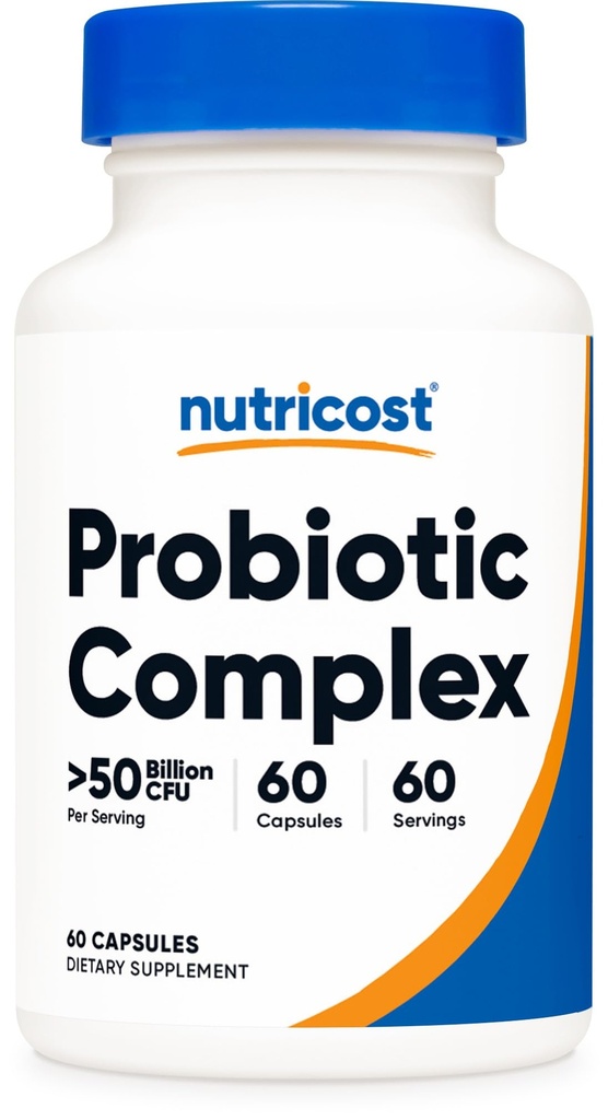 Nutricost Probiotický komplex - 50 miliard CFU, 60 kapslí - Probiotika pro muže a ženy - Vegetariánské kapslí, Non- GMO, gluten zdarma