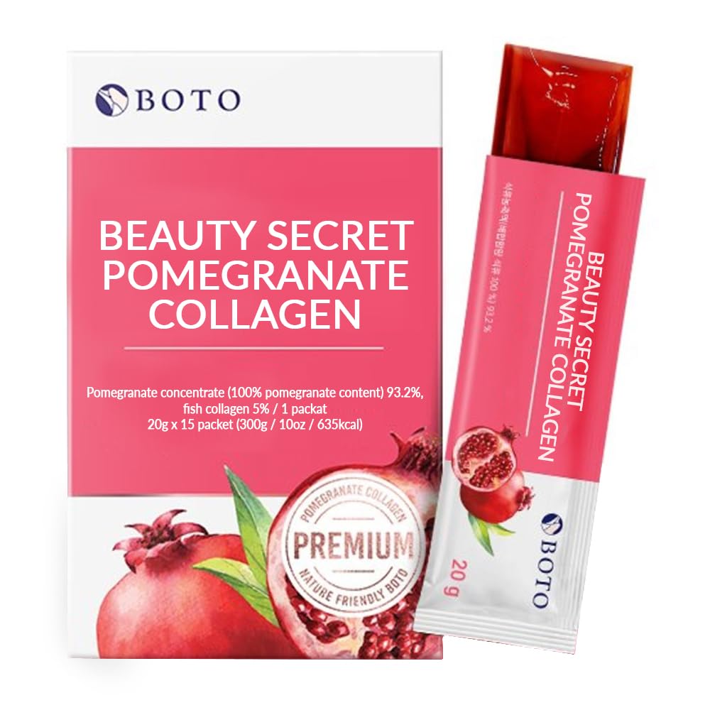 BOTO Beauty Secret Granate Collagen 20g - Korean Beauty Colagen Jelly Stick, Low Molekular Fish Collagen, Granátová ochucená - Balení po 15