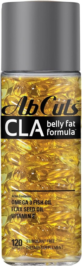 CLA Belly Fat Formule - 120 Easy- to - Polykat Softgels - Omega 3 Rybí olej, Lněný olej a vitamín E - Pomáhá zvýšit množství antioxidantů a zdravé složení těla