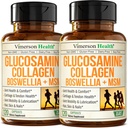 Glucosamine Chondroitin MSM s hydrolyzované kolagen Peptidy - Společná podpora dodatek s Quercetin, Bromelain & Bohwellia Extract - Kolagen pilulky pro vlasové nehty - FSA Způsobilé 2 Pack