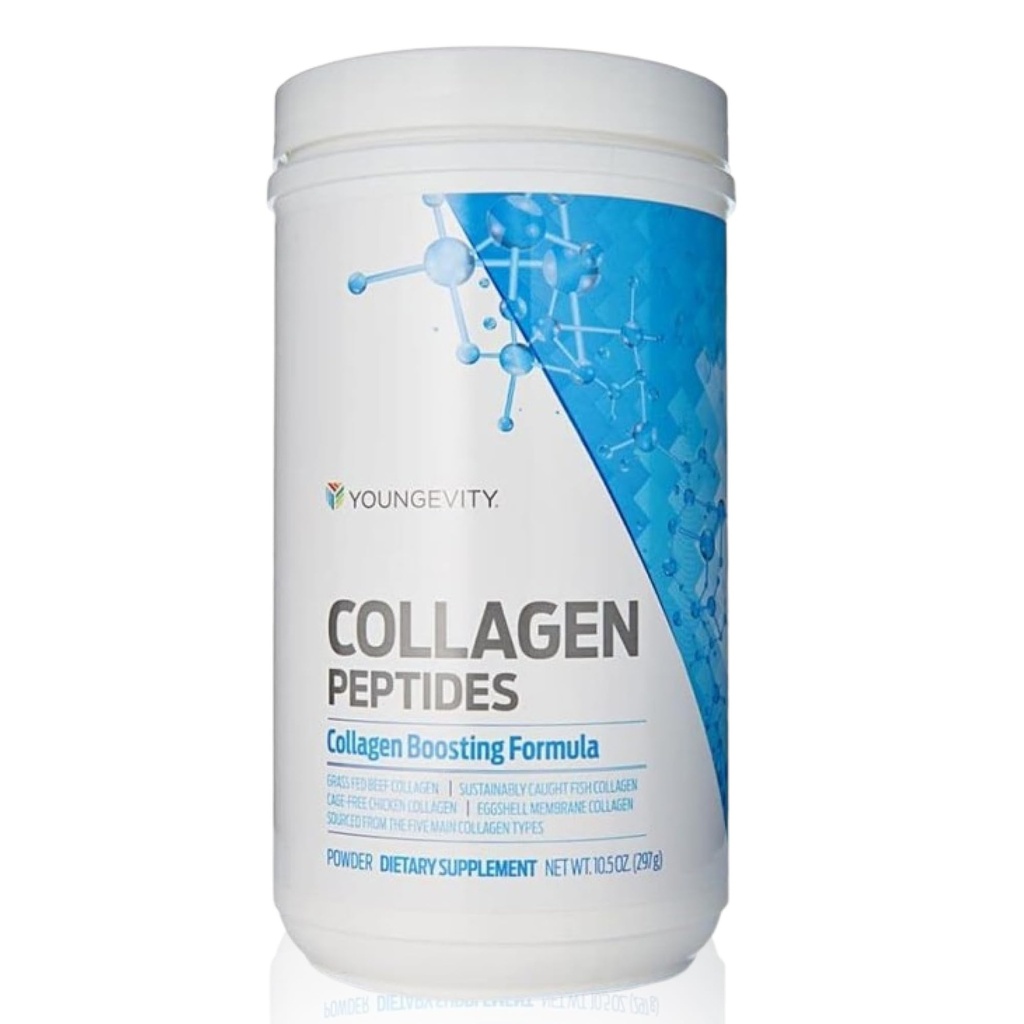 Youngevity Multi- Collagen Peptides Powder with Fulvic Powder - Hydrolyzed Grass-Fed, Marine, Chicken, & Eggshell Membrane Collagen - Vlasy, kůže, hřebíky, kloub, kostní podpora - I, II, III, V, X - 11.4 oz