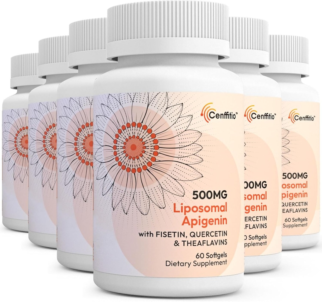Lipozomální apigenin 500mg Softgels - Optimální apigenin dodatek s Fisetin, Quercetin a Theaflavins - 12 Měsíční dodávky