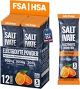 Salty Orange Electrolytes Pakety 124; 800mg sodík, draslík a hořčík Hydratace 124; Stevia- Sweeced & Sugar Free Electrolyte Powder 124; pro Sweat Revocery, Slazení, POTS 124; Vyrábí 32 Fl Oz (balení po 12)