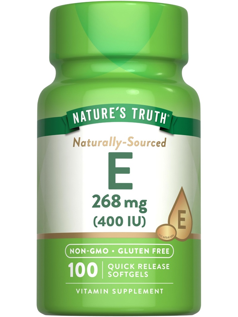 Nature 's Truth Vitamin E 400 IU Softgels PHAR124; 268mg PHARMAN 124; 100 Count PHARMAN 124; Non- GMO & Gluten Free Supplement