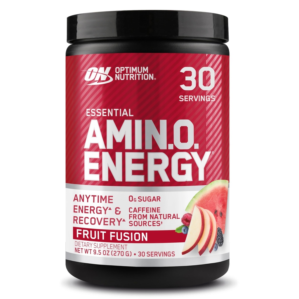 Optimum Nutrition Amino Energy - Předcvičení se zeleným čajem, BCAA, aminokyseliny, Keto Friendly, Green Coffee Extract, Energy Powder - Fruit Fusion, 30 Servings (Balení May Vars)