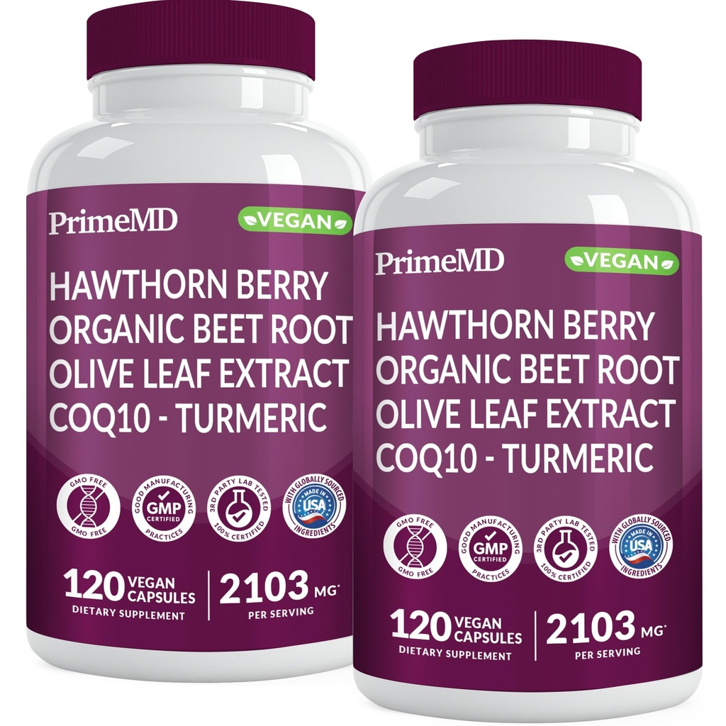 26-in-1 Doplněk k oxidu dusnatému - Podpora srdce a cirkulace s CoQ10, kurkuma, organická řepa kořene, Hawthorn Berry & Česnek - 2103mg per Serving (120ct, balení po 2)