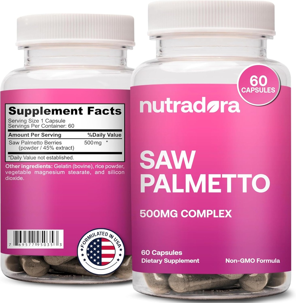 Saw Palmetto pro ženy - Přírodní DHT Block vlasové růstové pilulky vyrobené s organickou pilou Palmetto extrakt Berries podporuje Hormonální rovnováhu & Močové zdraví Pure Saw Palmetto pro ženy vlasové ztráty 124; 60 pilulky