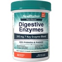NewRhythm Digestive Enzymes 245 mg, s Probiotika a Prebiotika, Plant based, 7 klíčových enzymů, Digestion, Nutrient Absorpce, Protease Amyláza & Lipáza, 60 Veganové kapsle
