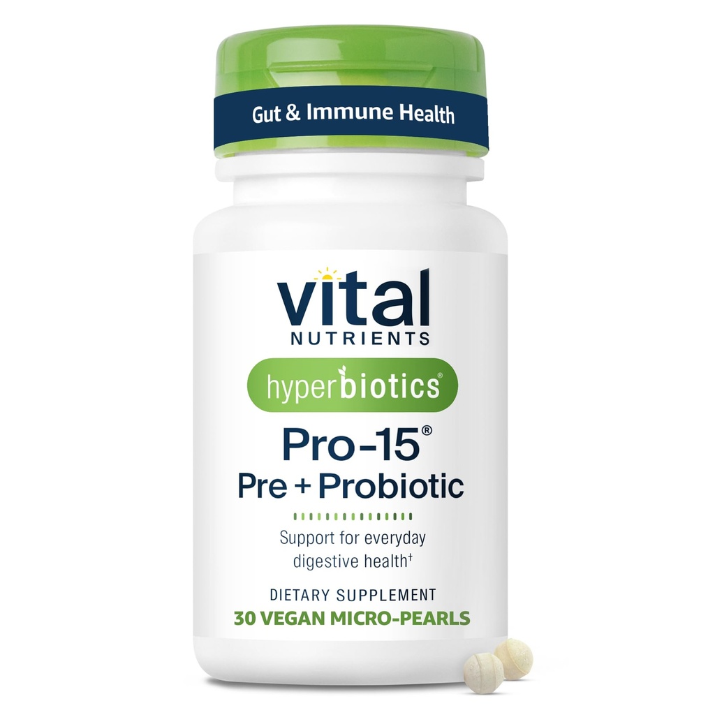 Hyperbiotika Vitální živiny Pro- 15 Prebiotika a Probiotika pro ženy a muže 124; 15 Věda Backed Strains 124; Podporuje příležitostné zácpy, Průjem, plyn & Bloating 124; 30 Vegan time Release Pearls