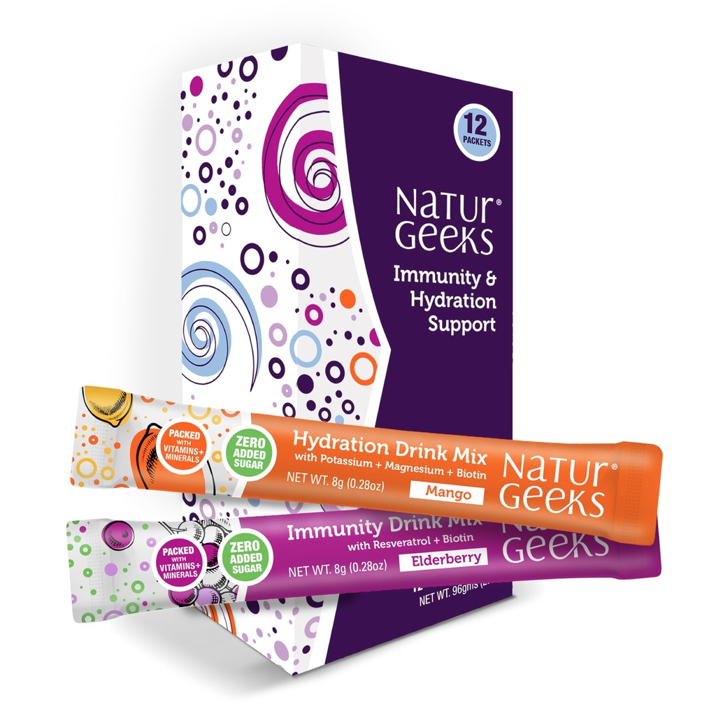 NutraGeeks Vegan Electrolytes Powder Packets - Sugar- Free Electrolytes for Instant Hydration - Hydration Powder with Elderberry & Mango Flavors - No Sugar, 12 Servings