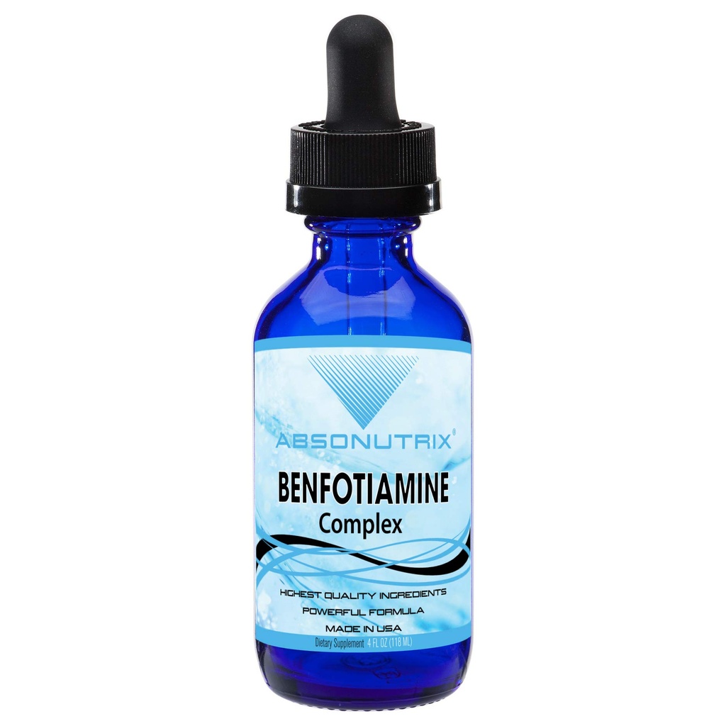 Absonutrix Benfotiamin Complex 300 mg, 4 Fl Oz láhev, 200 Servings, vysoká biologická dostupnost, potentní ingredience, Quick Absorpce, Cruelty-Free, Non- GMO, Third- Party Tested, GMP- Certified, Made in USA