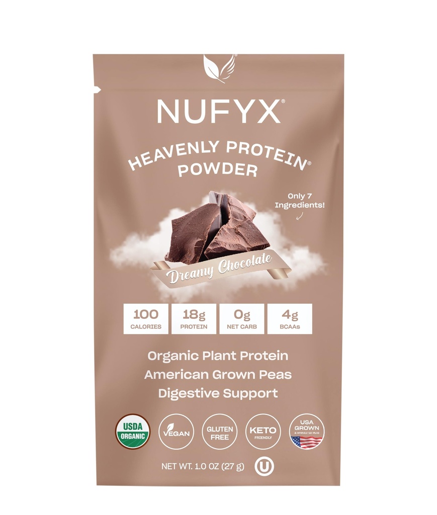 NUFYX ® • Nebeský protein ® Powder • Světově nejjemnější 100% organické americké pěstované hrušky • Vegan • Gluten zdarma • Nízký karb (Snová čokoláda, balíček)