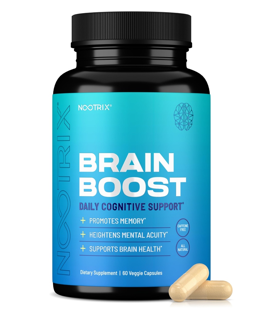 Nootrix Brain Boost Nootropní dodatek 124; Podporuje paměť, duševní soustředění, kognitivní zdraví a energie 124; Podporuje zdravé mood & funkce mozku 124; Ginkgo Biloba & DMAE 124; 60 Kapsle