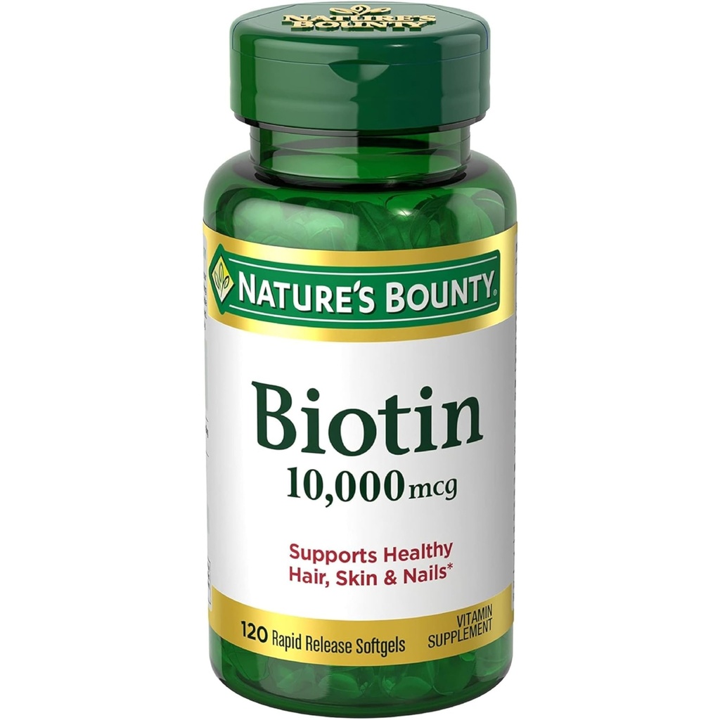 Příroda je Bounty Biotin 10, 000 Mcg, rychlé uvolnění Softgels 120 Ea (balení po 2)