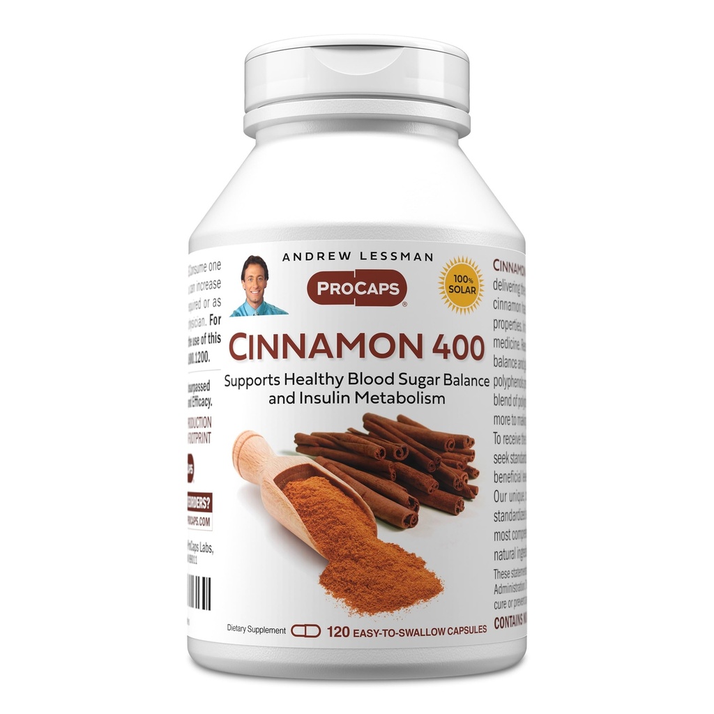 ANDREW LESSMAN Skořice 400mg - 120 Kapsle - Vysoká potence, Standardizovaný extrakt. Žádné přísady. Snadné spolknutí tobolky