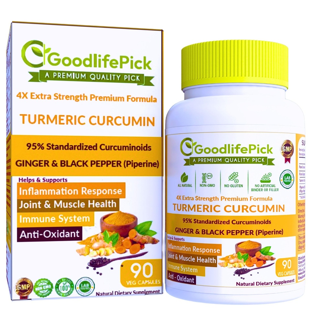 Premium kurkumové kapsle s Ginger a Black Pepper. Kurkumin 95% Kurkuminoidy a zázvorové root Allnatural NonGMO NO Rice Powder NO Stearate NO Silica NO Gluten 90ct