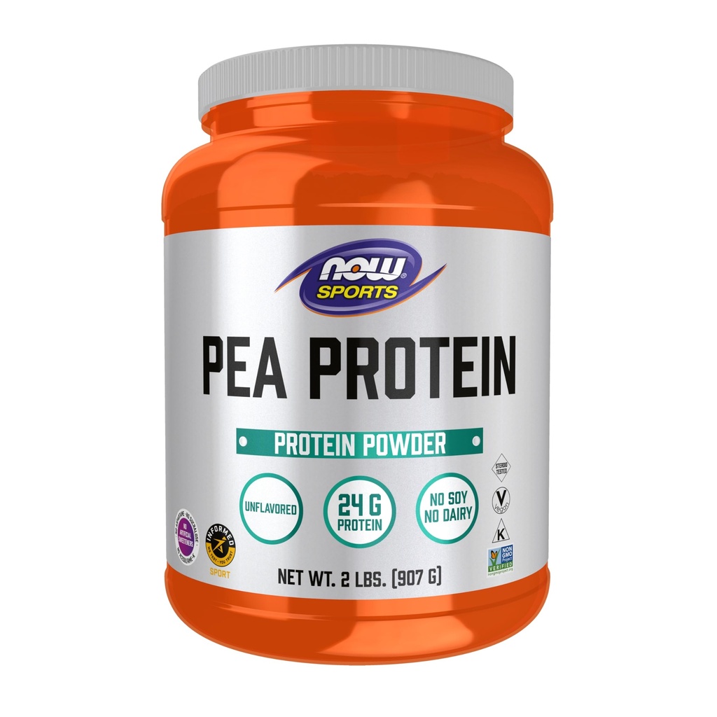 Nyní Potraviny Sportovní výživa, Pea Protein 24 g, Rychlé absorbování, Neochucený prášek, 2- Pound
