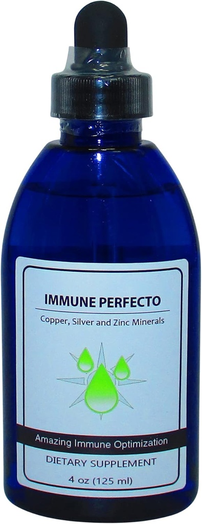 Imunity Perfecto - Koloidní stříbro 3000 PPM, měď a zinek 2000 PPM 124; Atomové částice Stopa Minerální Imunitní Supplement - 4 oz.