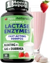 Yuve Natural Fast Acting Dairy Relief Delicious Chewables - Lactase Enzyme 9000 FCC - Rozlučte se s Dairy Discomform z intolerance laktózy - Jahodový krém Flavor - 30ct