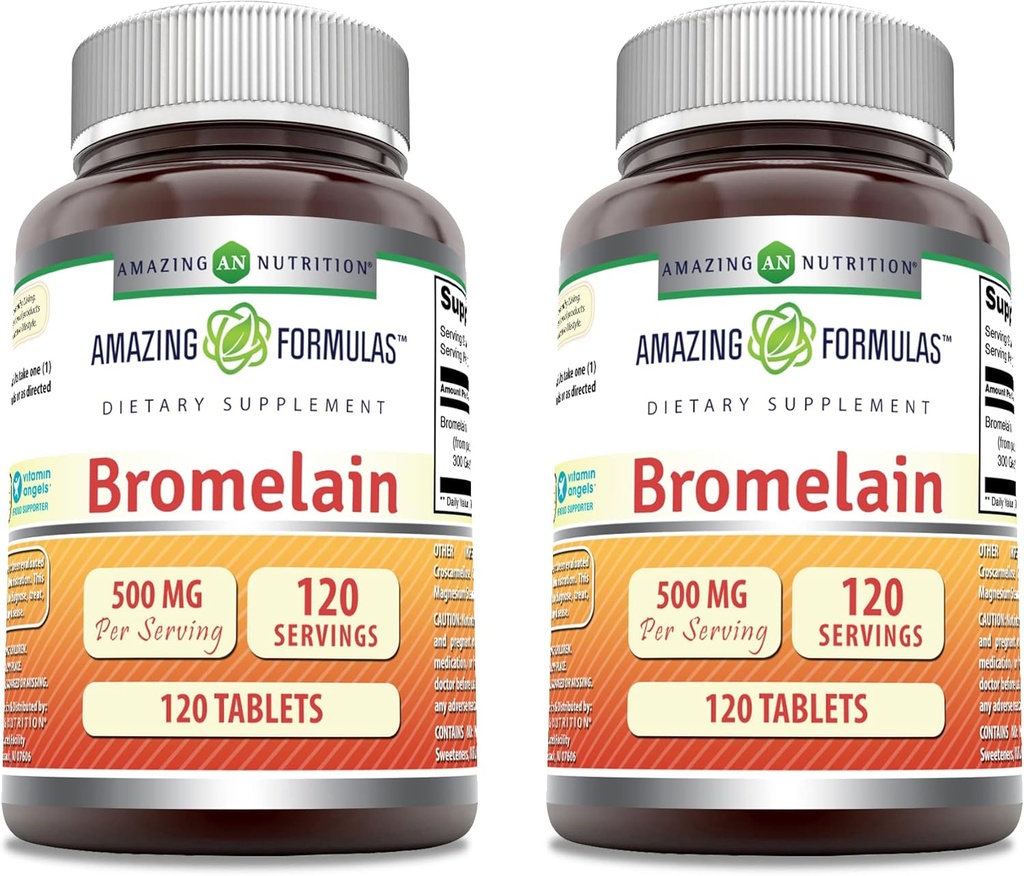 Amazing applicas Bromelain 500 Mg Tablety dodatek 124; Non- GMO creditor 124; gluten zdarma creditor 124; Made in USA (120 hrabě 124; 2 balení)