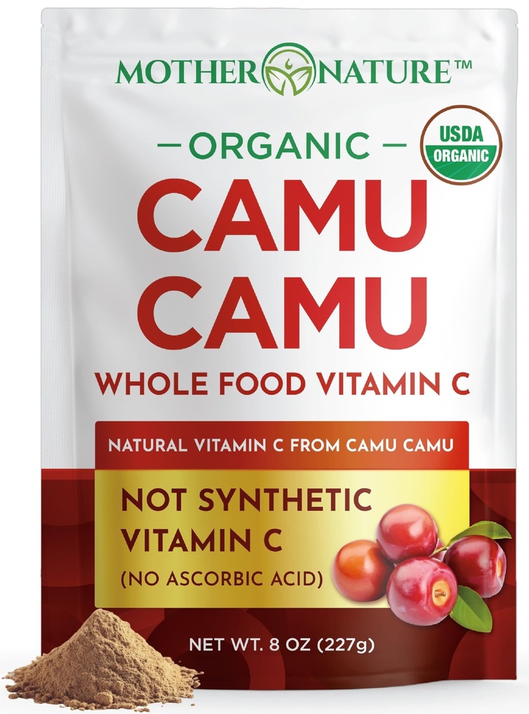 Camu Camu Powder Organic Vitamin C - 8 oz Bag 45 Servings - Raw Camu Camu Berry, přírodní doplněk VIT C Prášek pro imunitní podporu - Vegan, Non- GMO