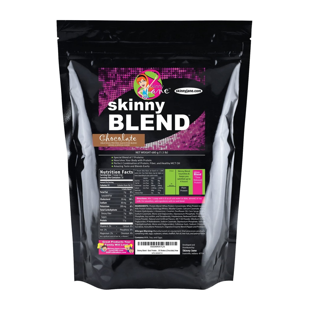 Skinny Blend - Nejlepší Ochutnávání High Protein Shake pro ženy - Uspokojující nízkosacharidová strava náhrada - Keto- Friendly snídaně nebo Snack - Zdravé Smoothie - 30 Delicious Shakes - Čokoláda