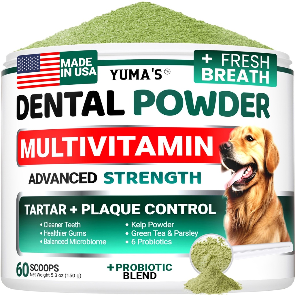 Pokročilý psí zubní prášek, osvěžovač dechu s multivitaminem, čištění zubů psa, špatný dech & tartar a plaque Off Remover pro psy Probiotika laboratoř co, Pet Oral Care - Vitamíny a doplňky