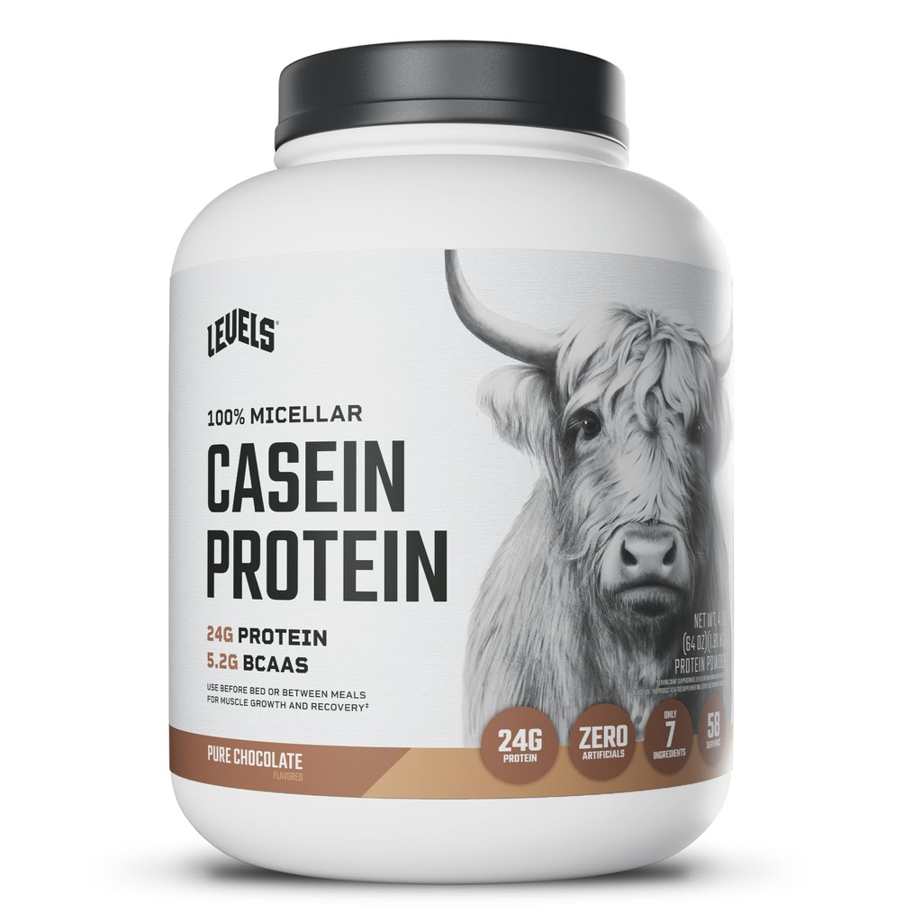 Úrovně 100% Micellar Casein Protein, Hormon Free, Čokoláda, 4LB