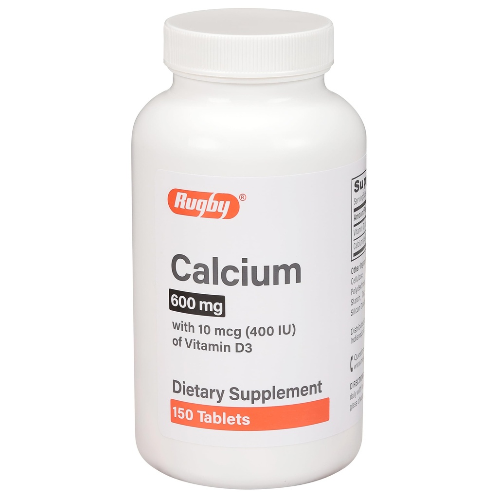 Rugby 600 mg vápenaté tablety - vyrobené s 10 mcg (400 IU) vitaminu D3 - dodatek stravy - 150 tablet