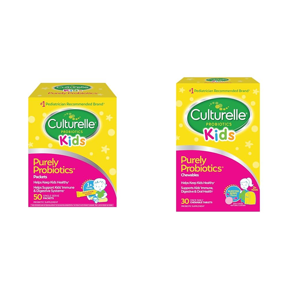 Culturelle Kids Purely Probiotics Packets Denní dodatek & Děti žvýkací denní Probiotika pro děti