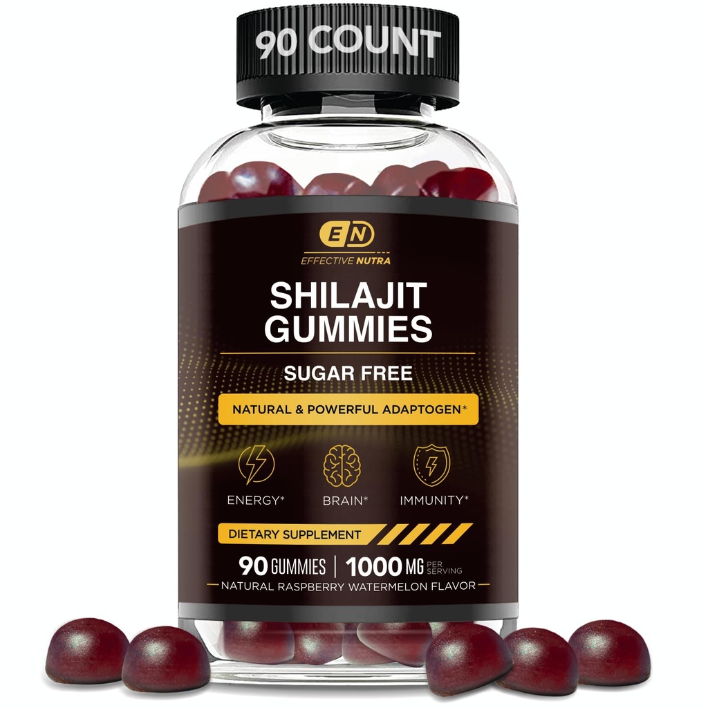 EFEKTIVNÍ NUTRA Shilajit Gummies 1000mg PHARMAN 124; Pure Shilajit Resin for Energy, Brain & Imunity PHARMAN 124; Doplněk pro muže a ženy PHARMAN 124; Sugar- Free, Vegan, Gluten- Free Gluten- Gluter 124; Natural Berry Flavor, Made in USA (90ct)