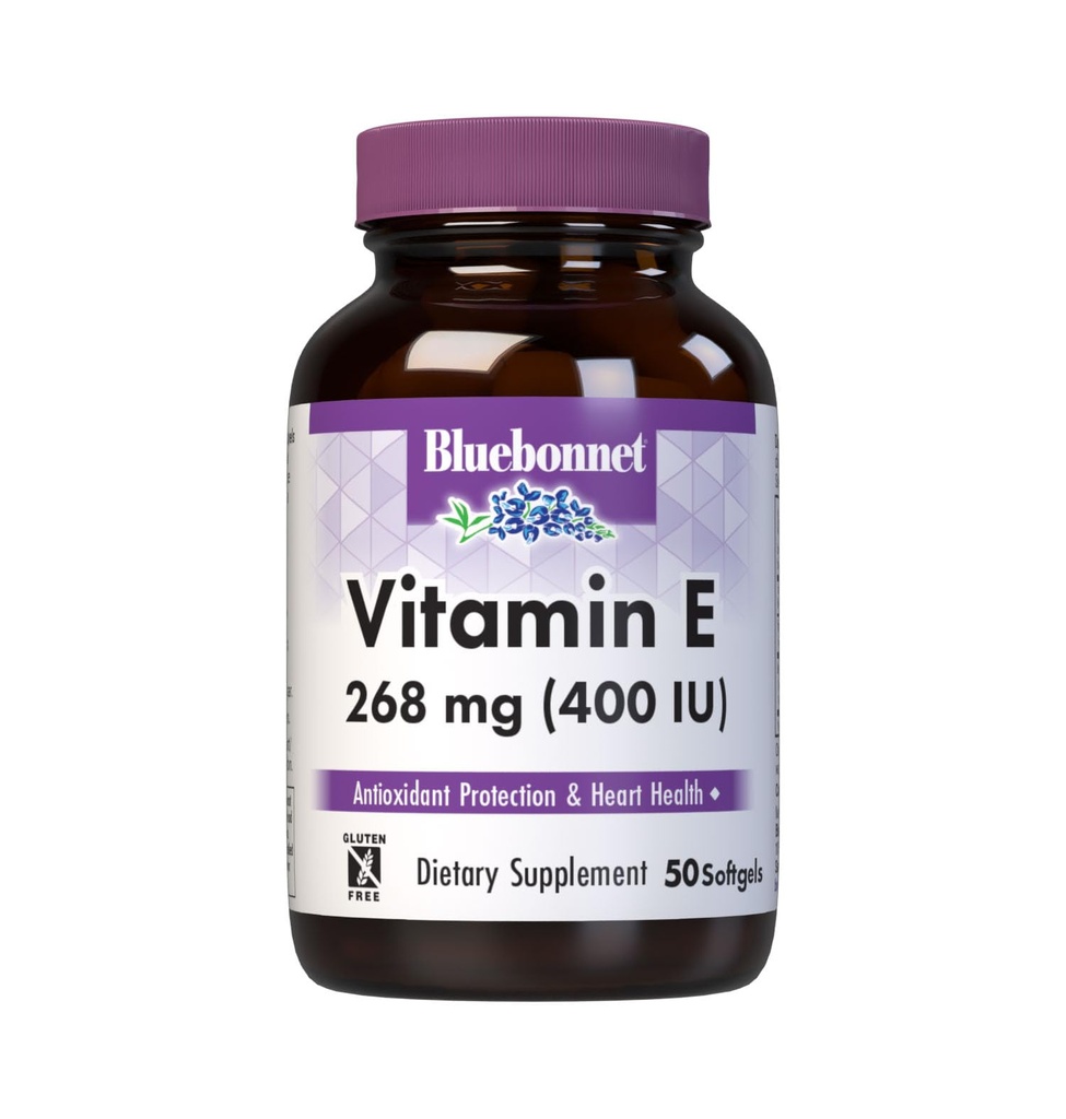 Bluebonnet Nutrition Vitamin E 400 IU (268 mg) Mixed Tocopherols Softgels, Free Radical Portectional & Cardicular Support, Gluten- Free, Dairy- Free, 50 Softgels, 50 Servings