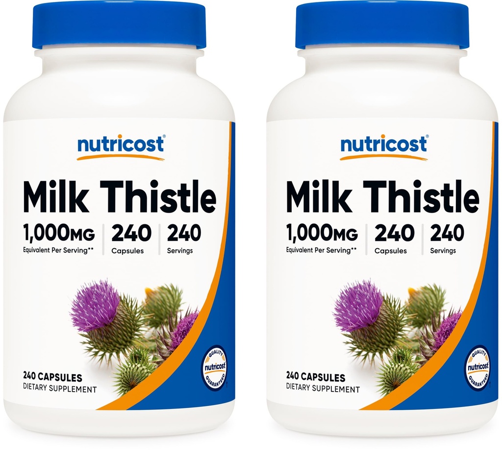 Nutricost Milk Thistle 1,000mg Ekvivalentní, 240 Kapsle (2 balení) - 250mg ze 4: 1 Extract - Vegan, Non- GMO a gluten zdarma