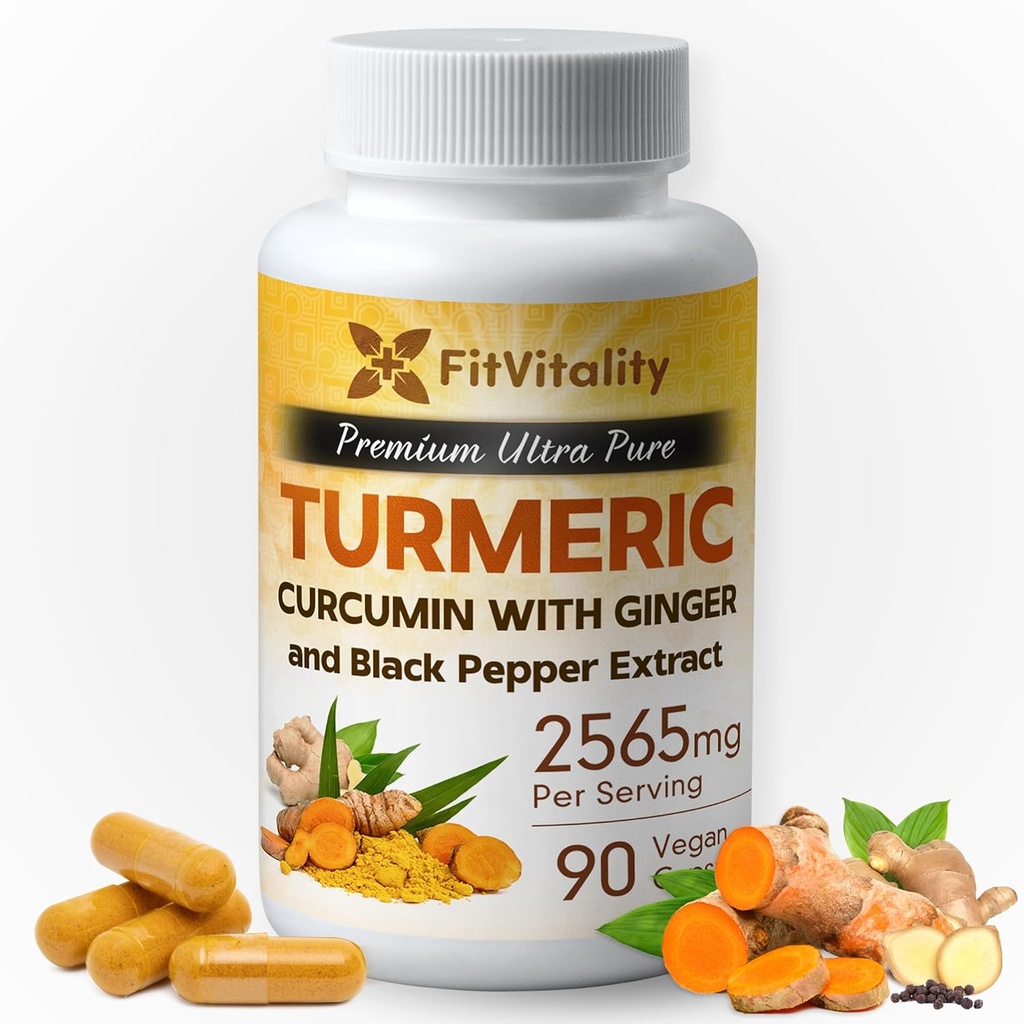 Kurkumin 2565 mg, 90 tobolek, 95% kurkuminoidy & BioPerine Black Pepper Extract, Extra síla Kurkumin dodatek, všechny přírodní & non - GMO, gluten- free, Veganské kapsle