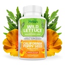 Parker Naturals Wild Lettuce Extract & California Poppy Seed Dodatek, 2 Way Premium Strength Bylinný dodatek pro zdravý spánek & Relief Podpora, 120 Kapsle
