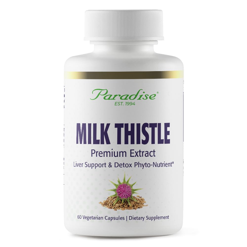 Paradise Byliny Mléko Thistle, Aktivní celý Spectrum Extract, Vegan, Non GMO, Gluten Free, 60 Vegetariánské kapsle