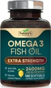 Omega 3 Dodatek k rybím oleji 2400 mg - Triple Strength EPA & DHA Fish Oil Omega 3, Essential Fatty Acids Supplementary Softgels, Brain & Heart Health Supplementary Supplementary, Gluten Free Non- GMO, 120 Softgels