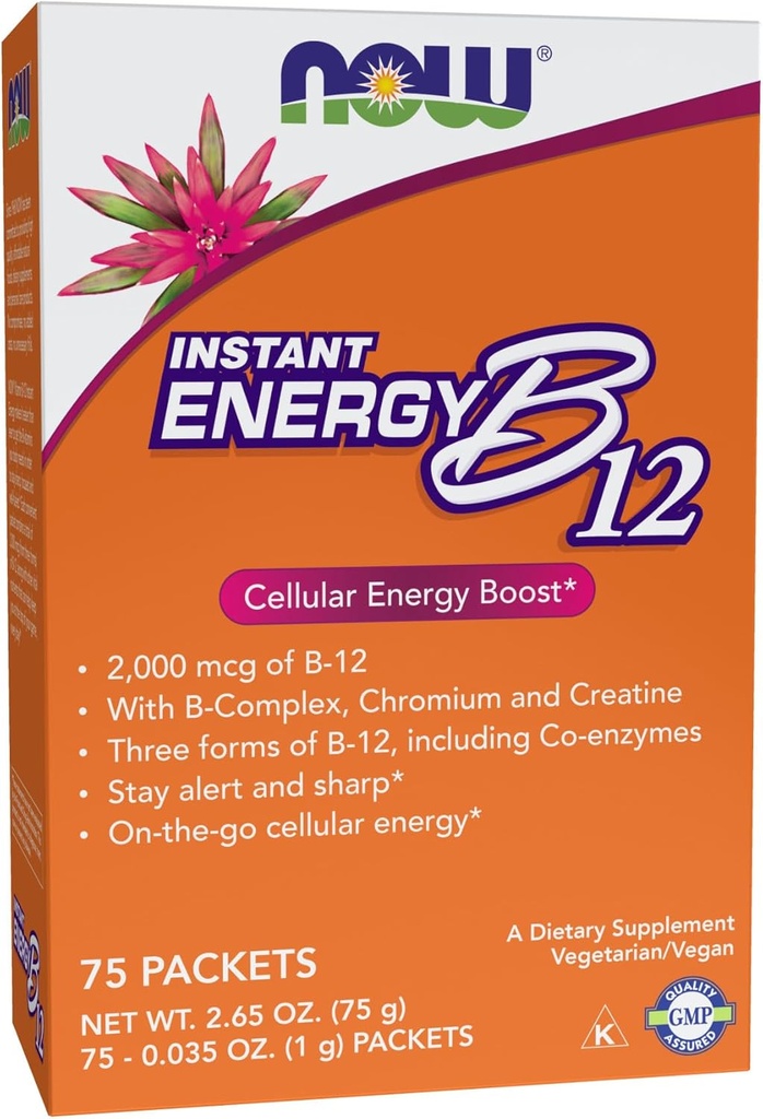 Nyní doplňky, Instant Energy B-12 (2000 mcg B-12 na paket), Cellular Energy Boost *, 75 Packets