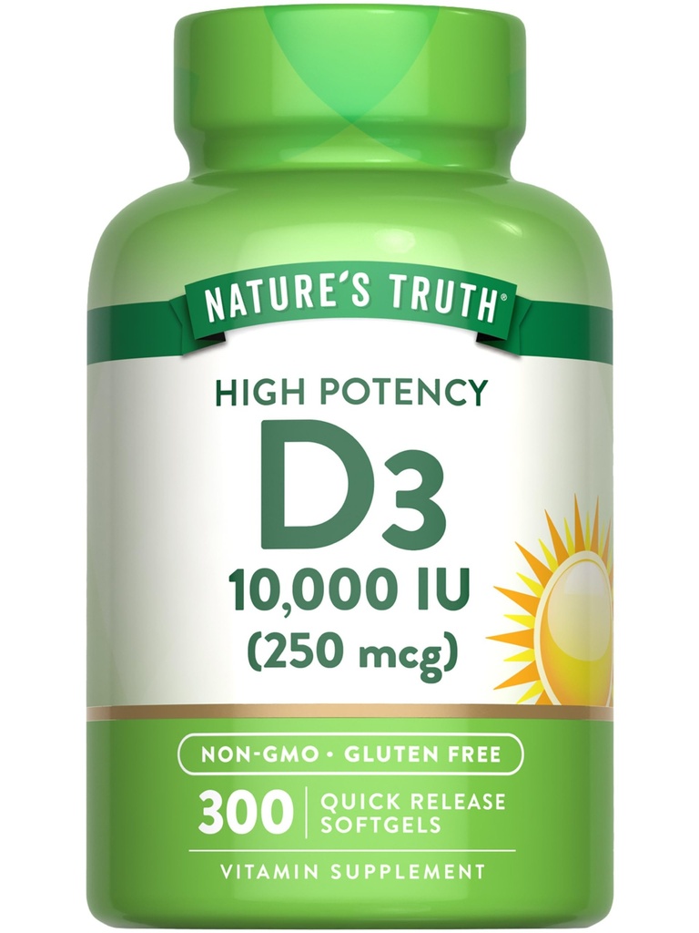 Nature 's Truth Vitamin D3 10000 IU Software 124; 300 Počet 124; Extra Strength 124; Non- GMO & gluten zdarma dodatek