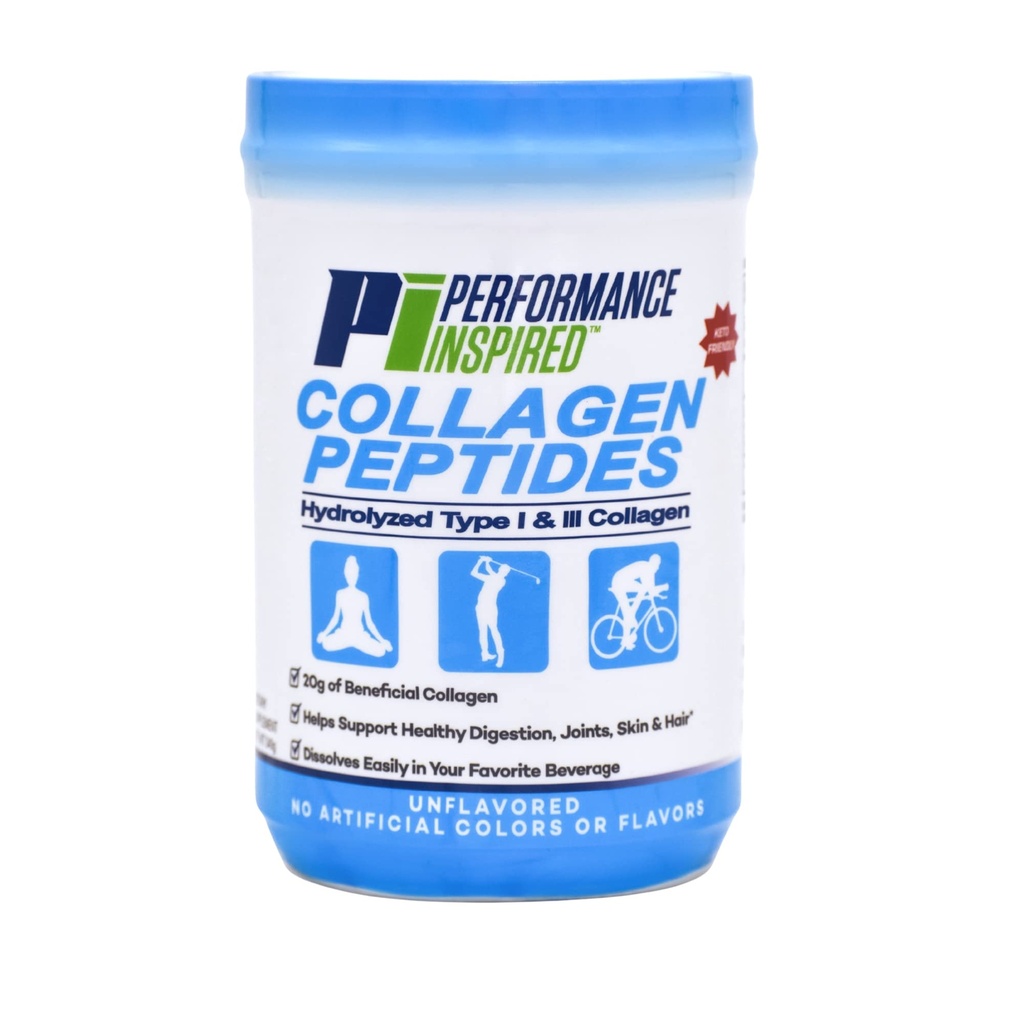 VÝKONNOST INSPIRED Nutrition Hydrolyzed Collagen Peptides Powder - 18g Protein - Typ I & III Collagen - Joint, Skin, Nails & Digestive Support - All Natural - Neochucené