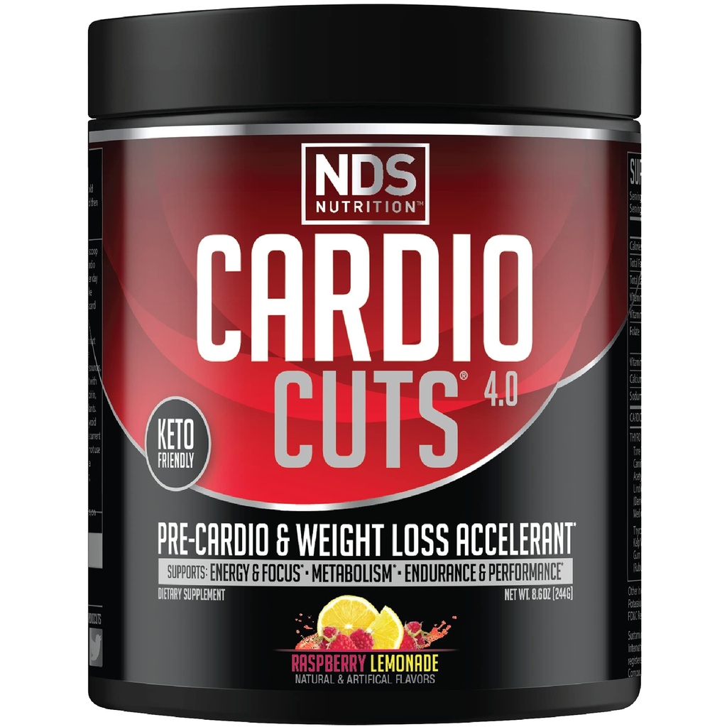 NDS Nutrition 4.0 Pre Workout Doplněk - Pokročilé váhové ztráty a Pre Cardio Formule s L- karnitin, CLA, MCTs, L- glutamin, a Safflow Oil - Razz Lemonade (40 Služeb)