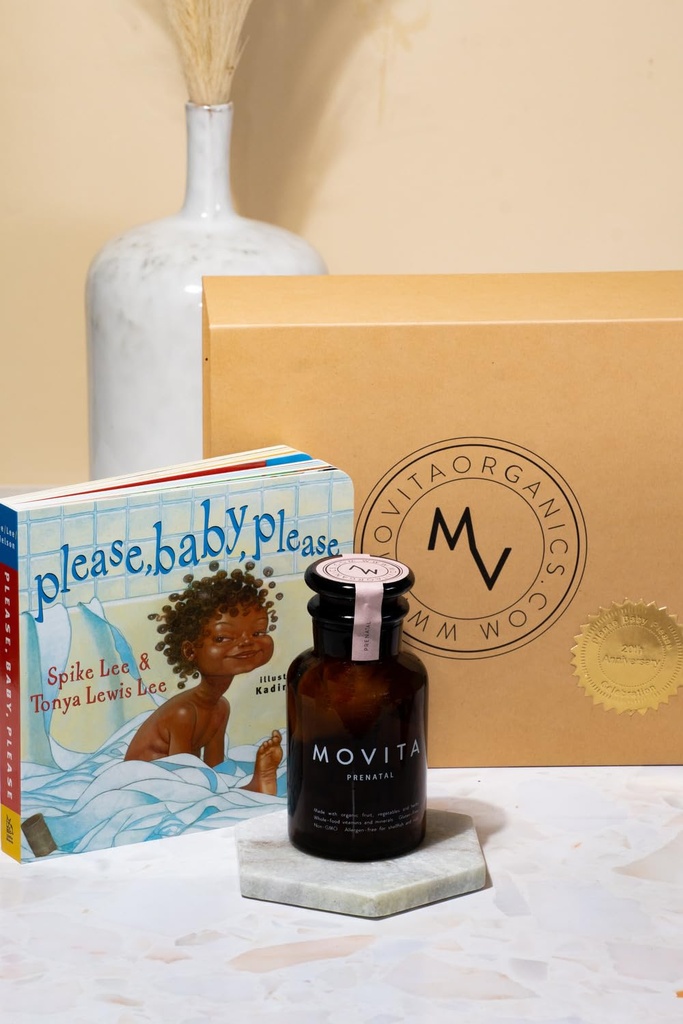 Movita Prenatal Dárková sada s Prenatal Vitamin Láhev a "Prosím, Baby, Prosím" Kniha, pro zdravé maminka a dítě - Během těhotenství & Kojení - Fermentované celé potraviny, Vitamíny