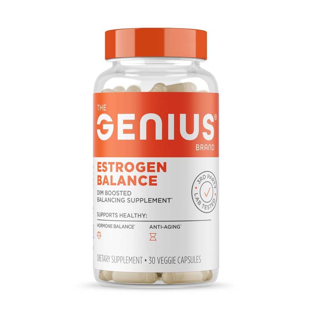 Geniální Estrogen Balance, Dim dodatek - Blokování pro muže a ženy - Hormony, Hormonální Acne & Menopauza - Inhibitor aromatázy s extraktem ze semen révy vinné & BioPerine - 30 Kapsle